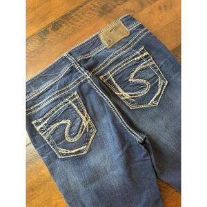 Silver Jeans Co. Jeans Womens 31 Blue Suki Super Stretch Straight Embroidered